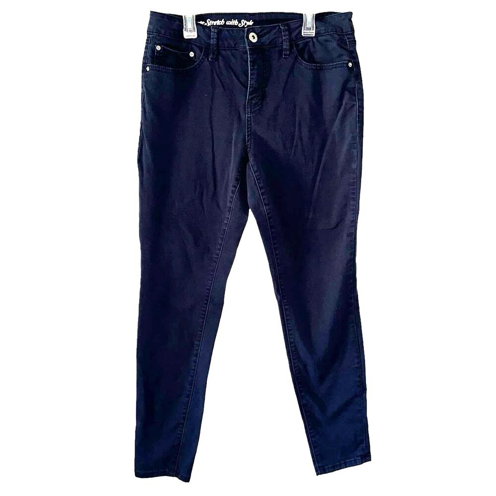 Signature Studio Ultimate Stretch Slim Pants Women Size 12 Navy Pull-On Style
